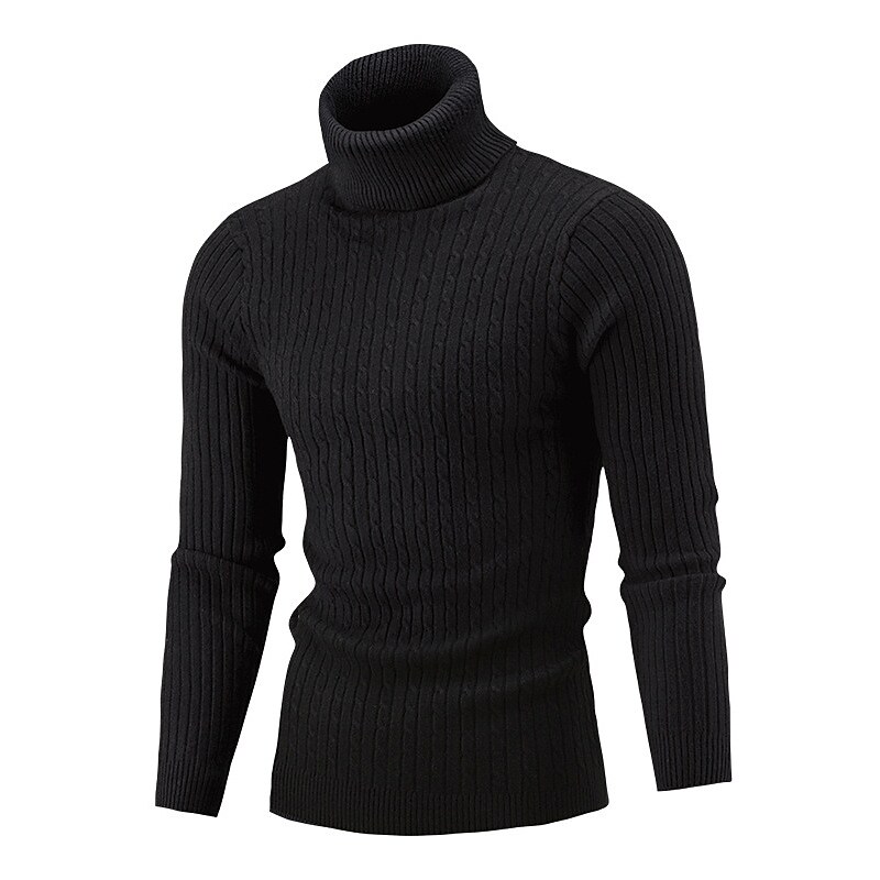 Men's Sweater Pullover Ribbed Knit Cropped Knitted Solid Color Turtleneck Keep Warm Modern Contemporary Work Daily Wear Clothing Apparel Fall & Winter Khaki Light Gray M L XL / Long Sleeve