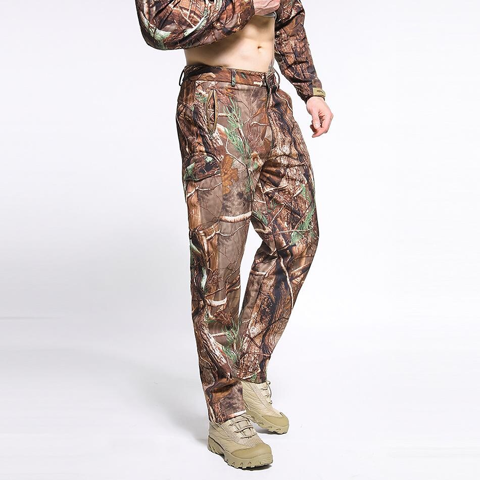 factory direct sales autumn and winter men's outdoor sports tactical pants three-in-one fleece soft shell waterproof camouflage assault pants