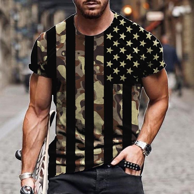 Men camouflage print short-sleeved t-shirt men's clothing