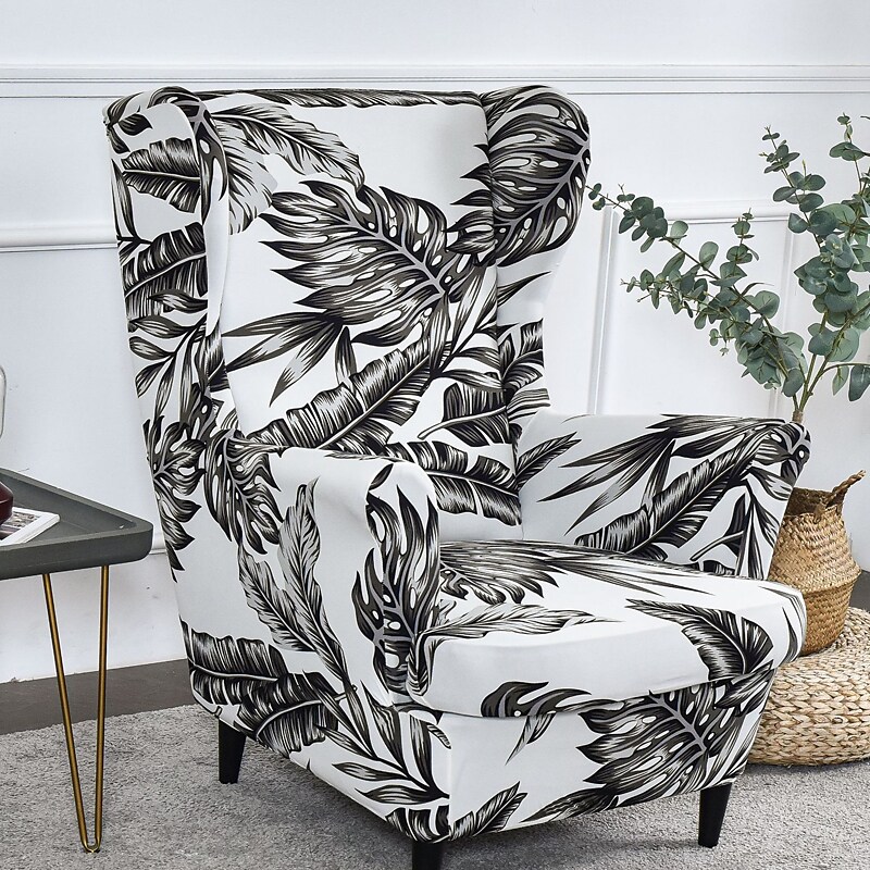 Wing Chair Slipcovers Spandex Stretch Sofa Covers Wingback Armchair Covers with Seat Pad Cushion Cover Arms Printing Pattern Fabric Furniture Protector for Living Room Wingback Chair #8835465