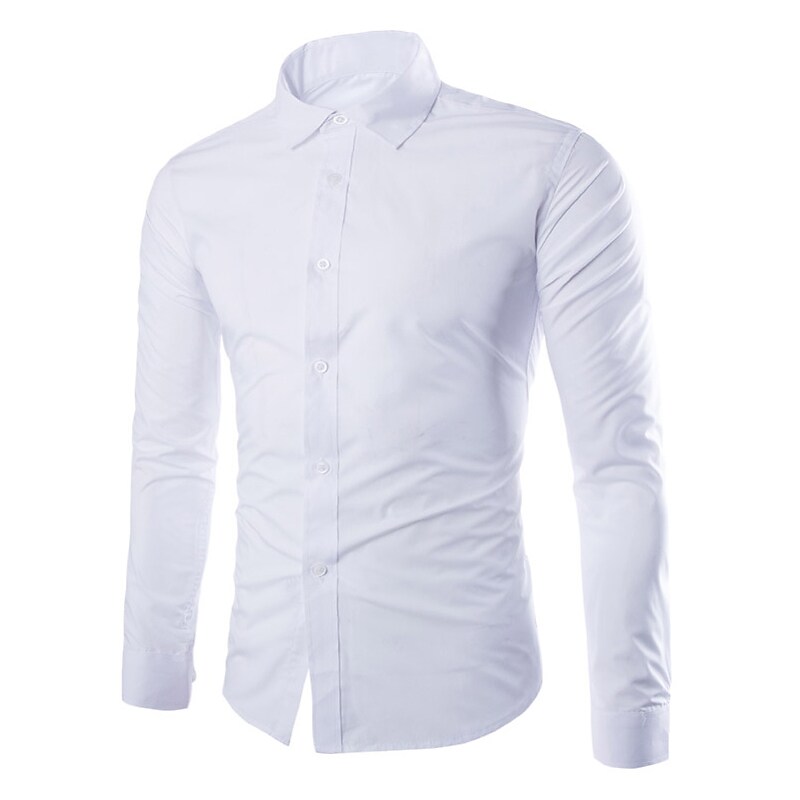 Men's shirt solid color business long sleeve