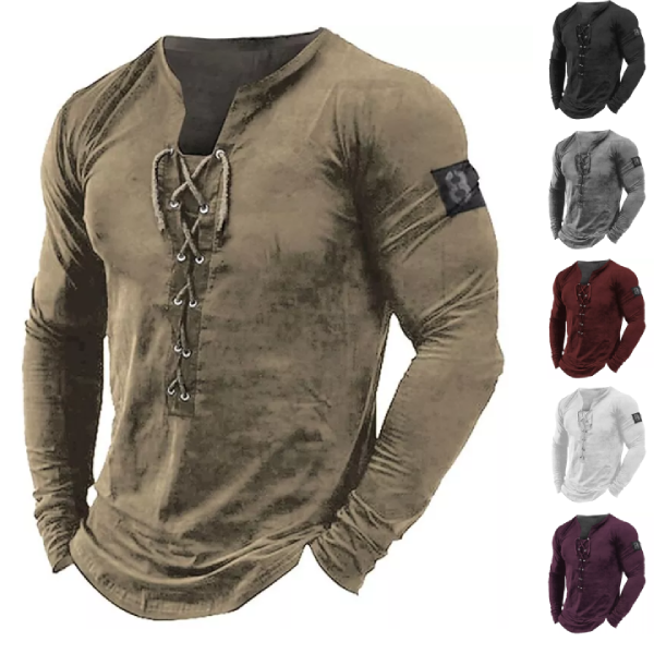 Men's T shirt Tee Tee Graphic Collar Black Purple Wine Army Green Light Brown 3D Print Outdoor Daily Long Sleeve