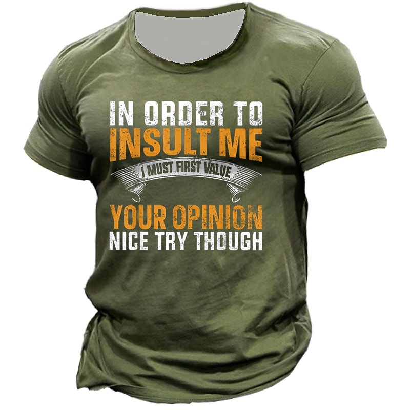 Men's Unisex T shirt Tee 3D Print Graphic Patterned Letter Crew Neck Street Daily Print Short Sleeve Tops Designer Casual Vintage Big and Tall Black Gray Army Green / Summer