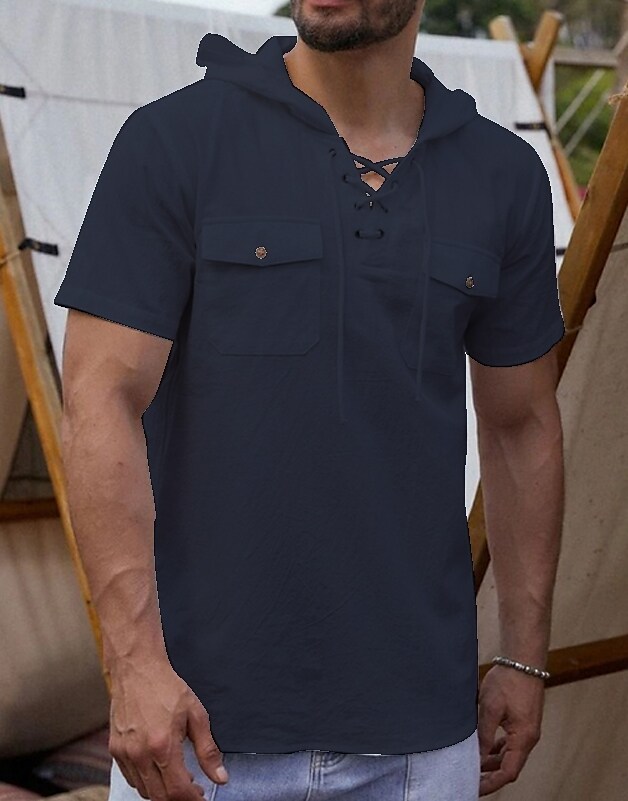 Men's cotton and linen work shirt