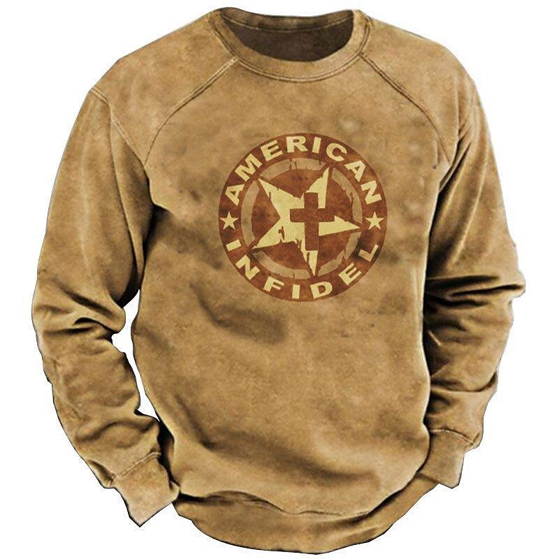  spring and autumn new men's 3d fashion american flag trend printing sweater