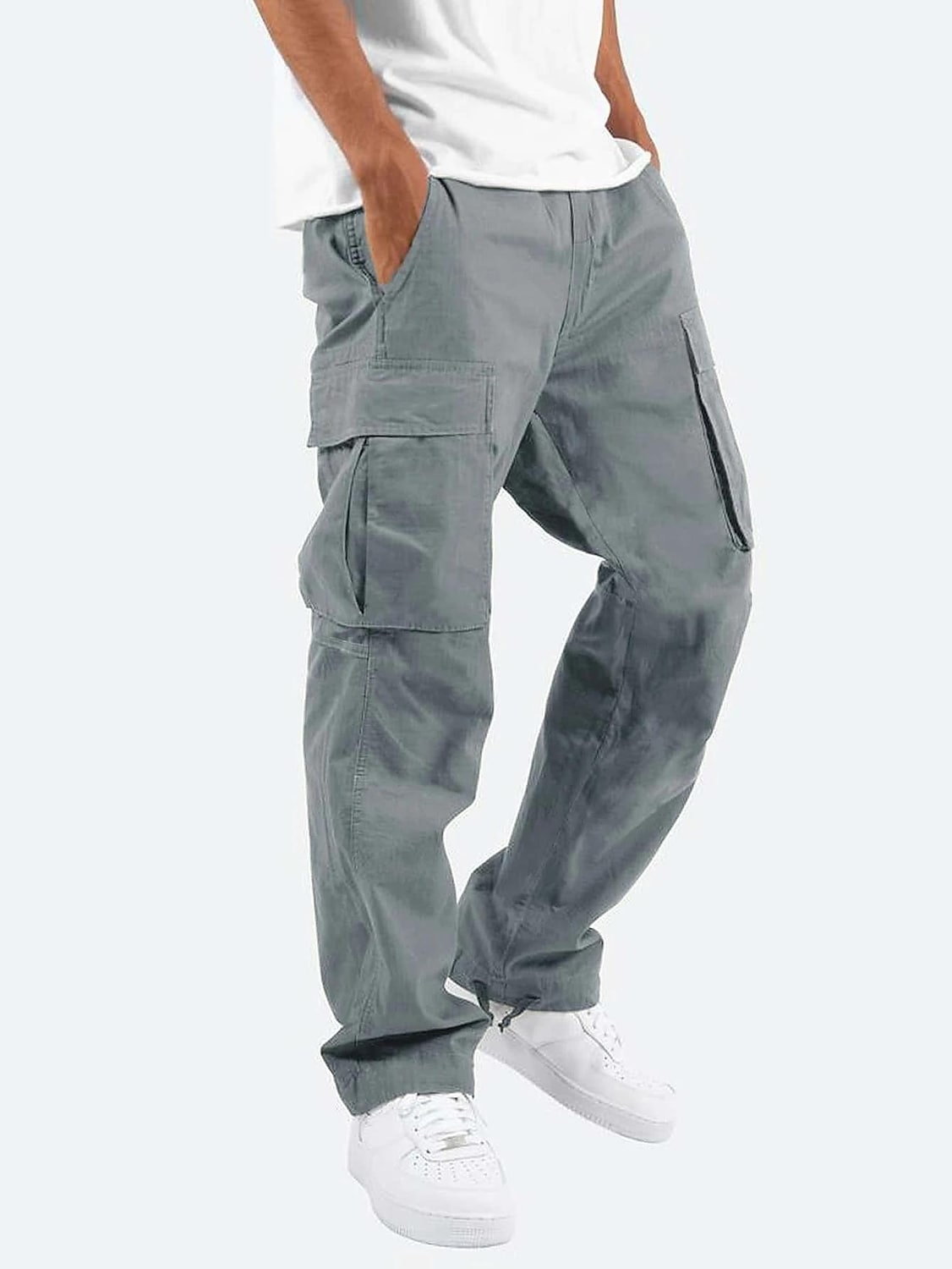 Men's workwear pants elastic band foreign trade multi-pocket casual pants