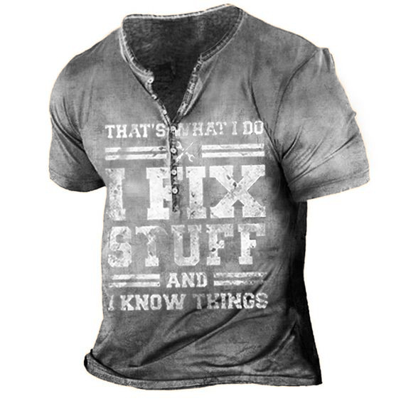 Men's Henley Shirt Tee T shirt Tee 3D Print Graphic Patterned Cross Plus Size Henley Daily Sports Button-Down Print Short Sleeve Tops Designer Basic Casual Big and Tall Brown / Summer / Summer