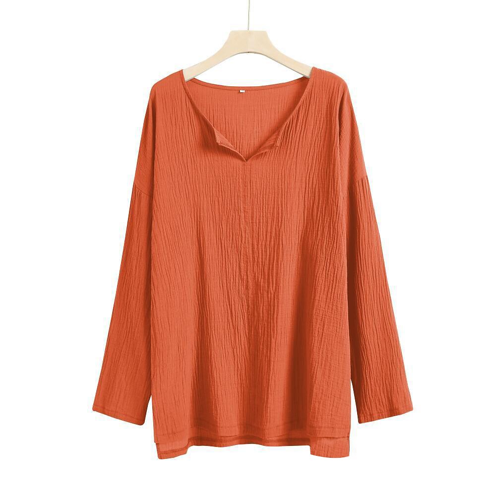 Men's Cotton Linen Solid Color Long Sleeve