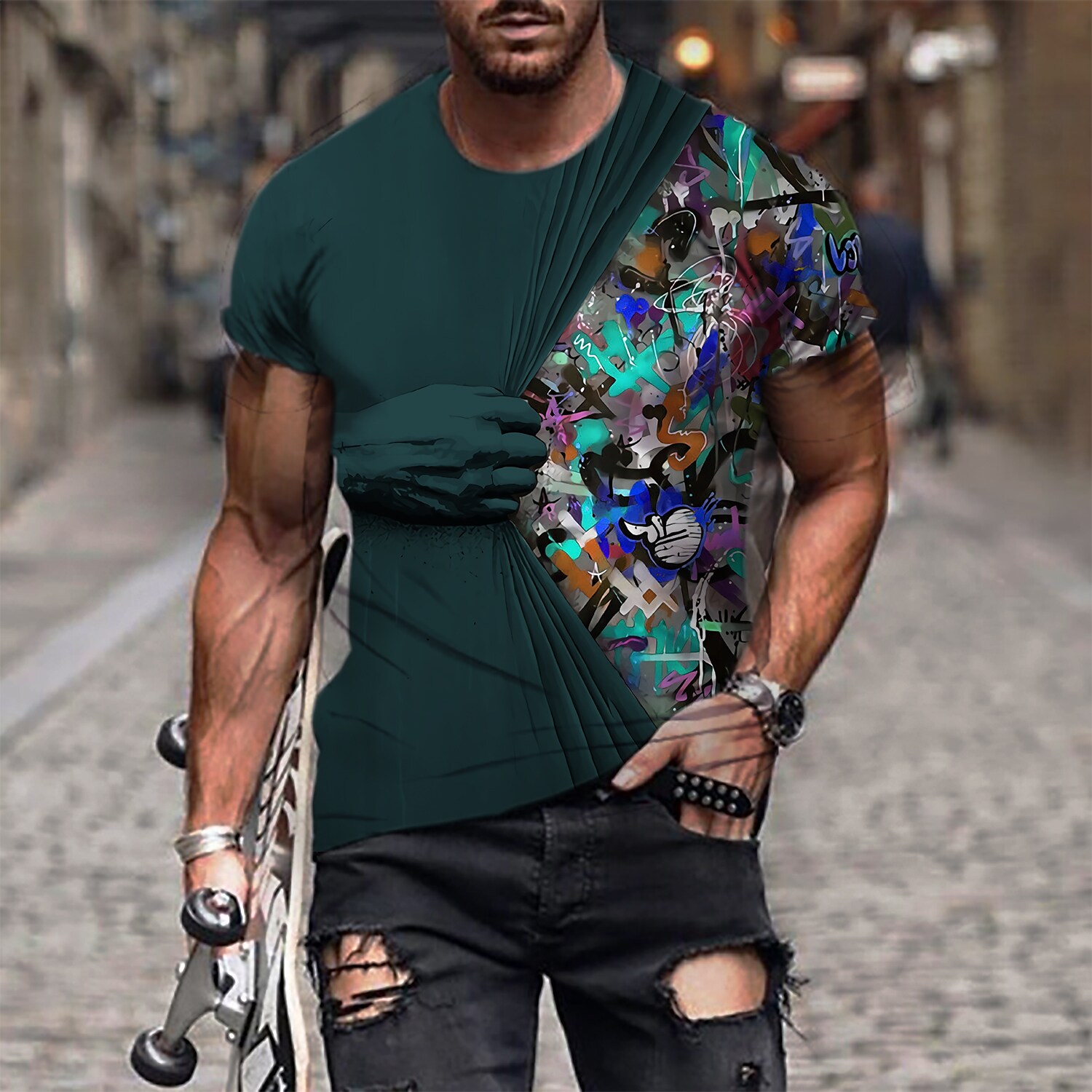 Men's 3D Abstract Print T-Shirt