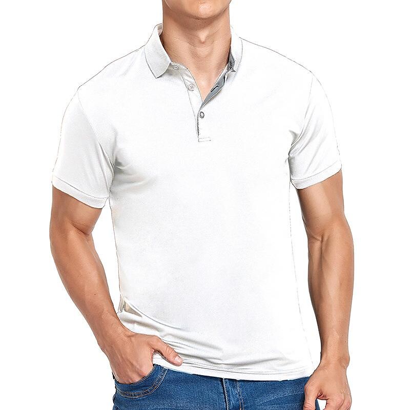 Men new short-sleeved t-shirt men's  men's european and american single-breasted simple solid color lapel polo fir