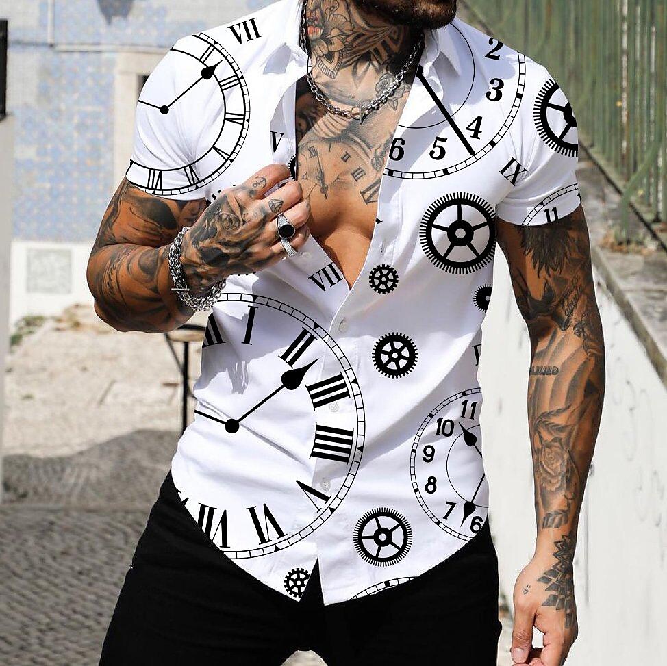 Geometric Tropical Print Muscle Short Sleeve T-Shirt
