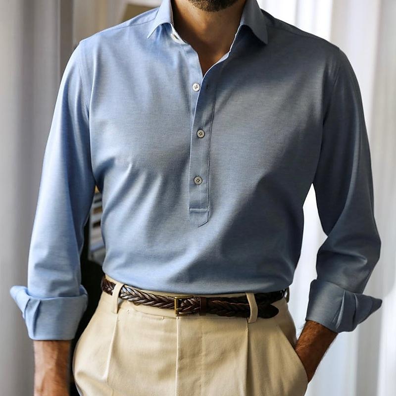  men's polo lapel cardigan top shirt