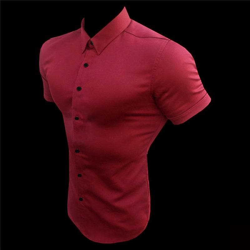 Men's thin solid color non-iron shirt