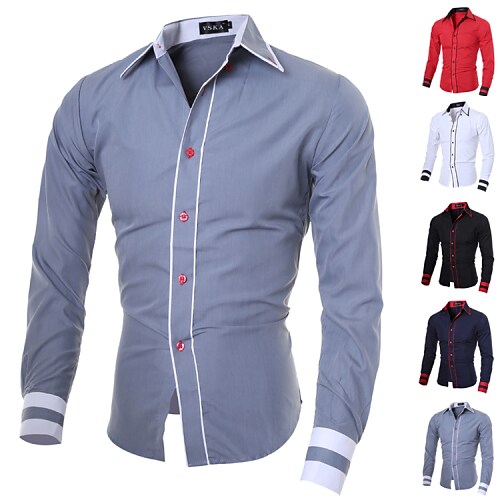 Men's shirts plus size basic long sleeves