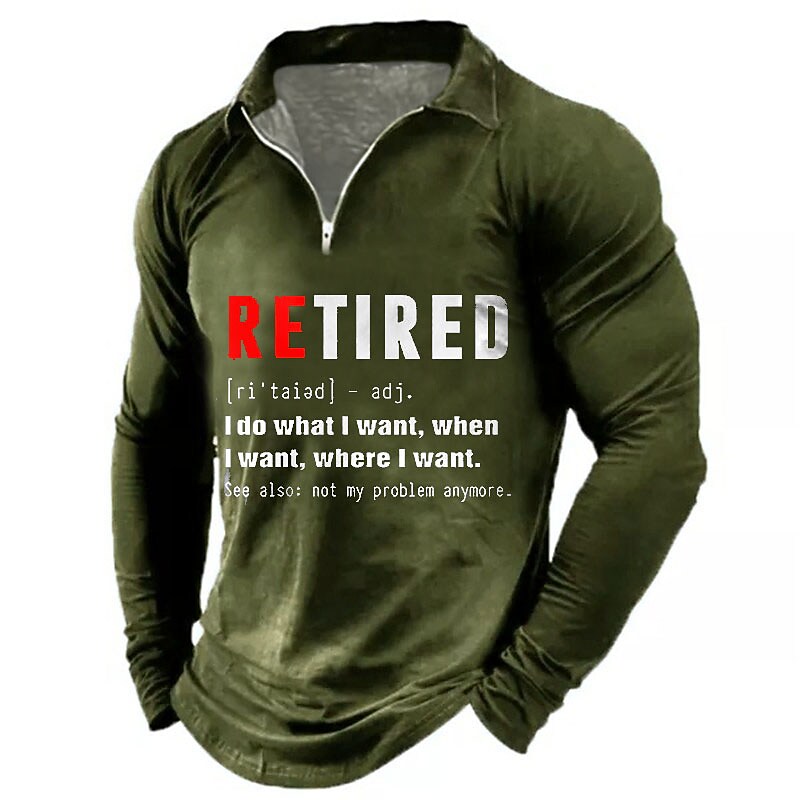 Men's Retirement Fun Text Vintage Print T-Shirt