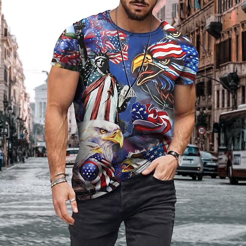 Men New eagle pattern sweatshirt men's european and american large size t-shirt