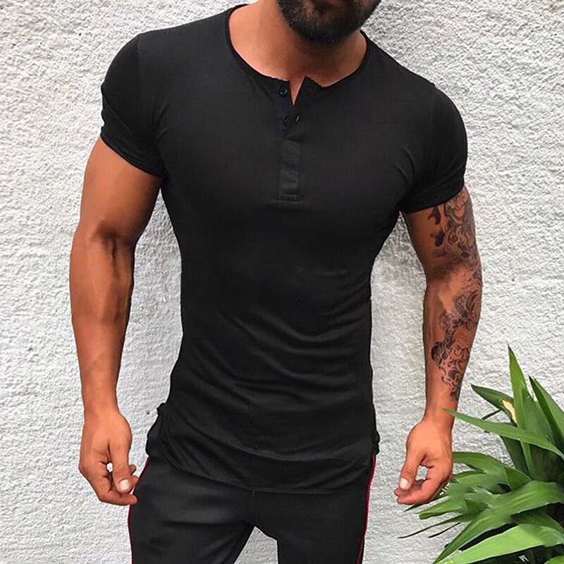 Solid color Men's Henley T-shirt
