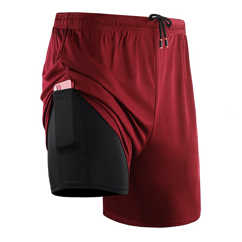 Men's fake two piece casual shorts