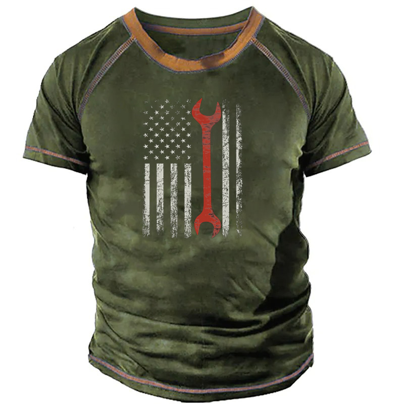 Men's T shirt Tee 3D Print Graphic Letter Crew Neck Casual Daily Print Short Sleeve Tops Fashion Classic Comfortable Big and Tall Green Black Brown / Sports / Summer