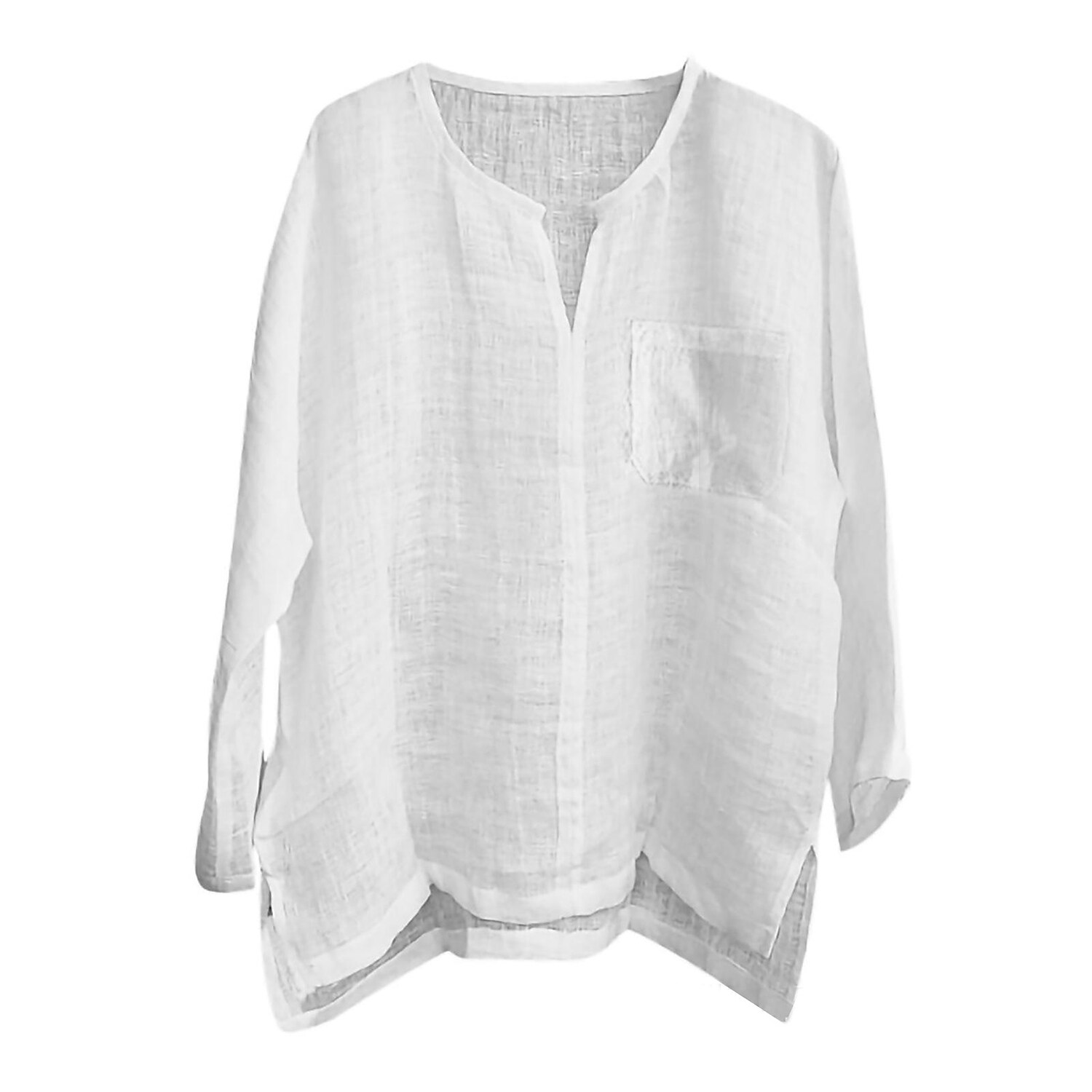 Men's Cotton Linen Solid Color Long Sleeve