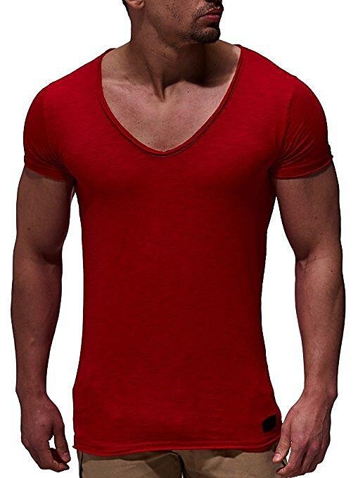 New men's fashion sweetheart neck t-shirt men's summer casual sports short-sleeved t-shirt