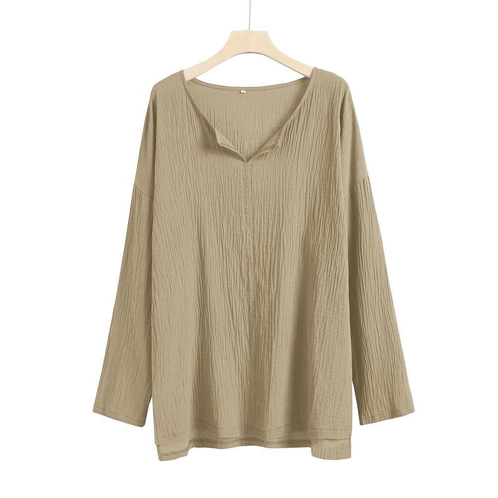 Men's Cotton Linen Solid Color Long Sleeve