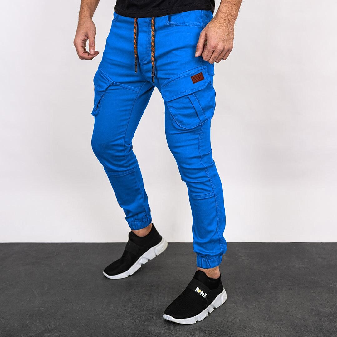 2021 foreign trade new solid color casual trousers men's harness pants