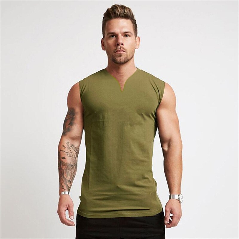 Solid V-Neck Sleeveless Casual Top