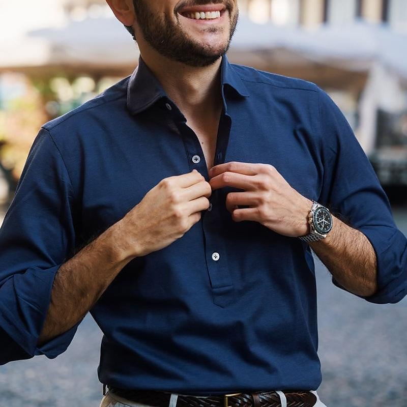  men's polo lapel cardigan top shirt