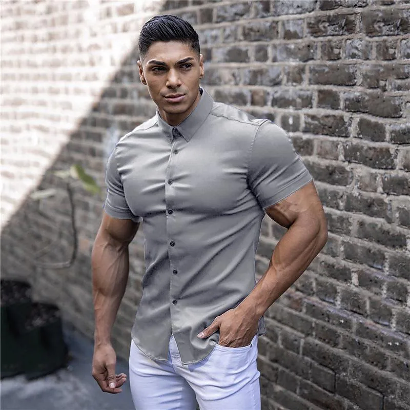 Men's thin solid color non-iron shirt