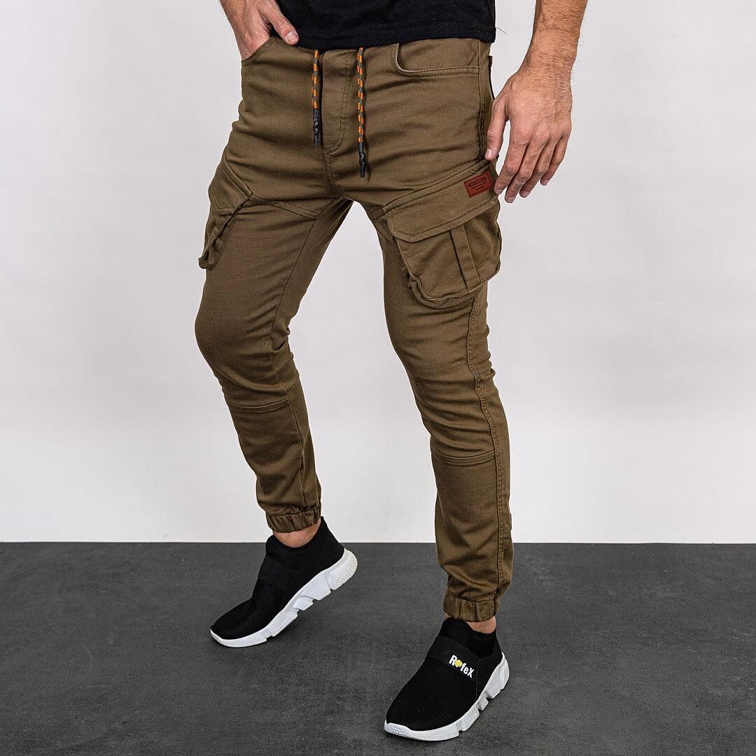 2021 foreign trade new solid color casual trousers men's harness pants