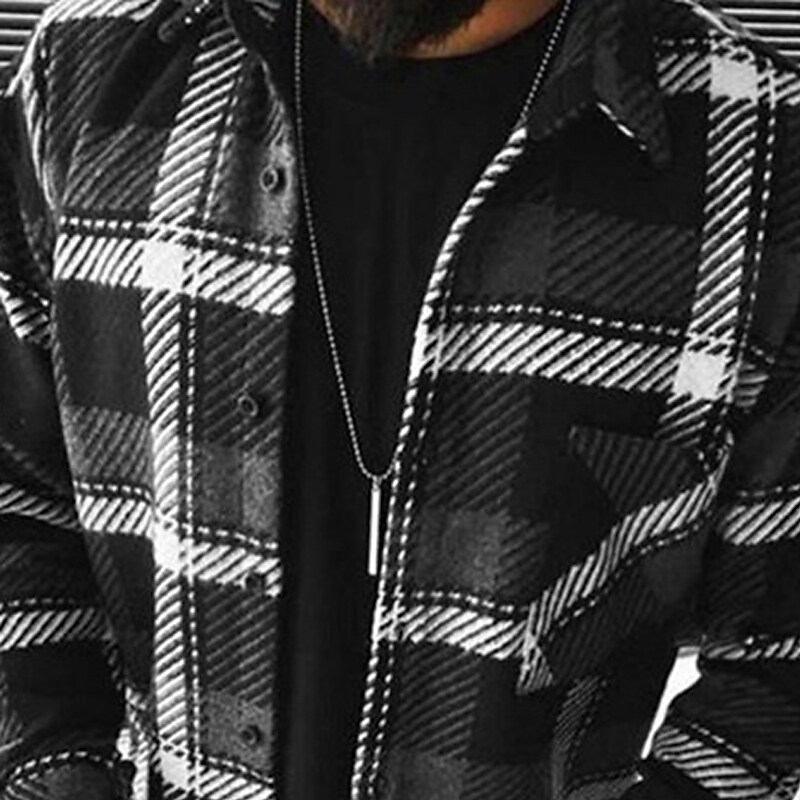 Men's comfortable black plaid shirt