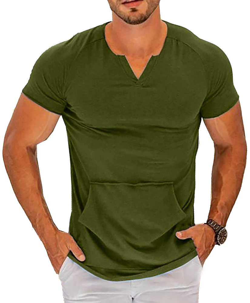 Men's short-sleeved v-neck solid color slim fashion casual t-shirt top