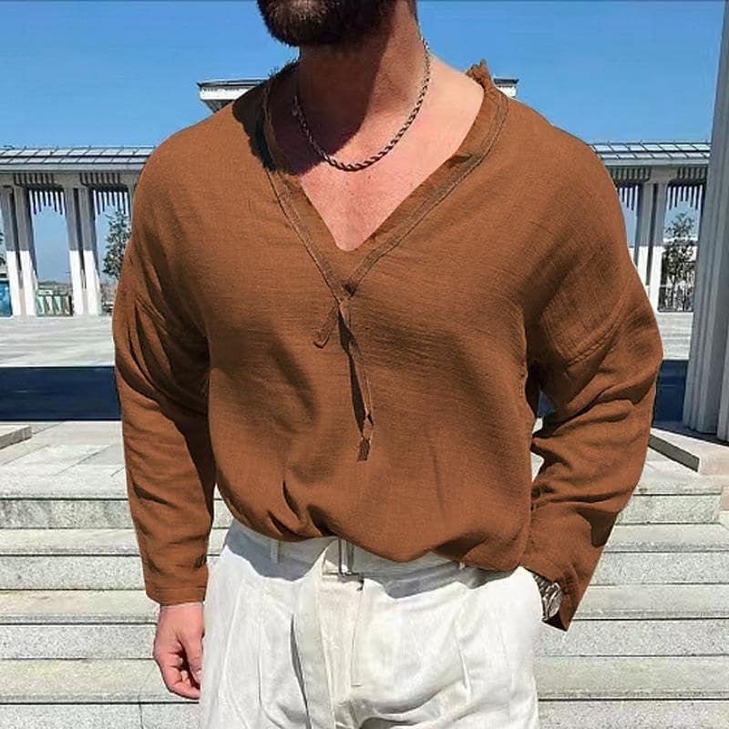 Men's cotton linen t-shirt short sleeve