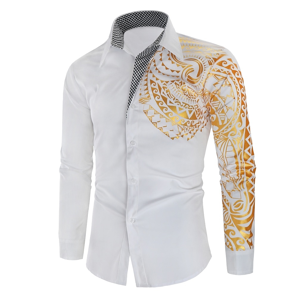Men's shirt graphic ordinary printing long sleeve
