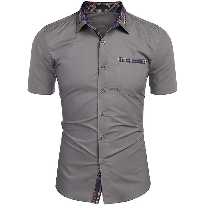 Men's Casual Men's Plaid Shirts Short Sleeves