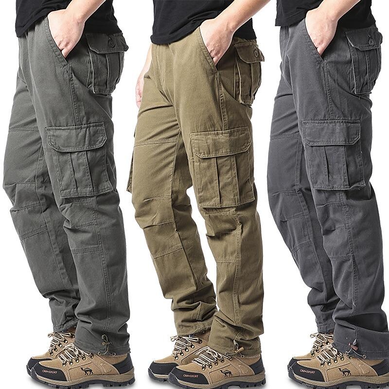 Spring and autumn new multi-pocket overalls sweatpants cotton men's loose large size wear-resistant casual large size trousers