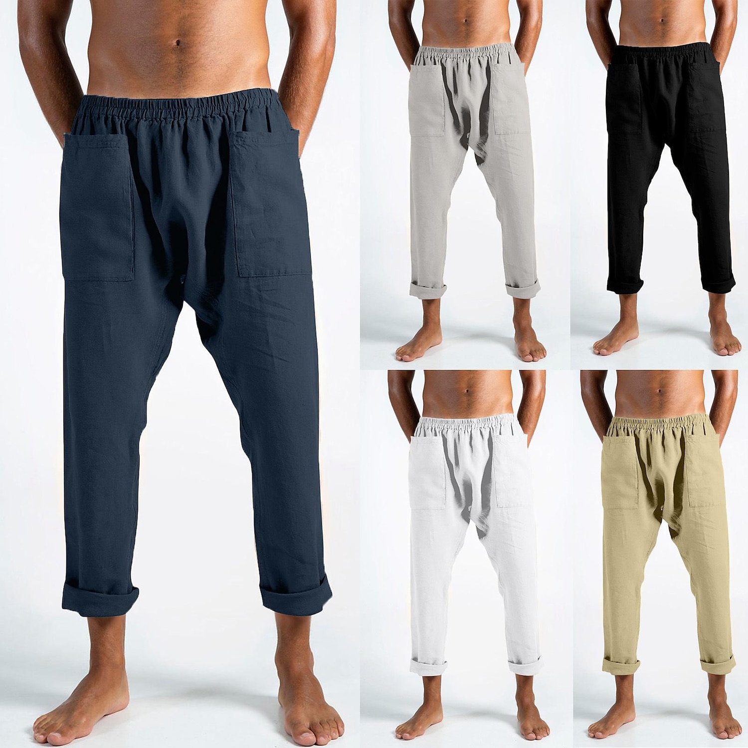 Men's Linen Pocket Patchwork Lounge Pants