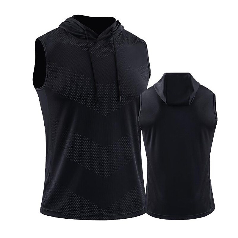 Sports-print hooded tank top