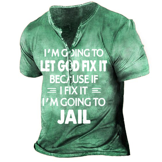 Men's Henley Shirt Tee T shirt Tee 3D Print Graphic Patterned Cross Plus Size Henley Daily Sports Button-Down Print Short Sleeve Tops Designer Basic Casual Big and Tall Brown / Summer / Summer