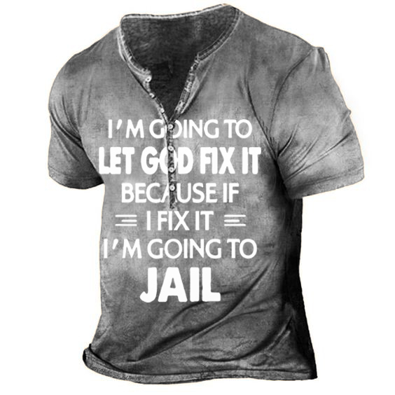 Men's Henley Shirt Tee T shirt Tee 3D Print Graphic Patterned Cross Plus Size Henley Daily Sports Button-Down Print Short Sleeve Tops Designer Basic Casual Big and Tall Brown / Summer / Summer