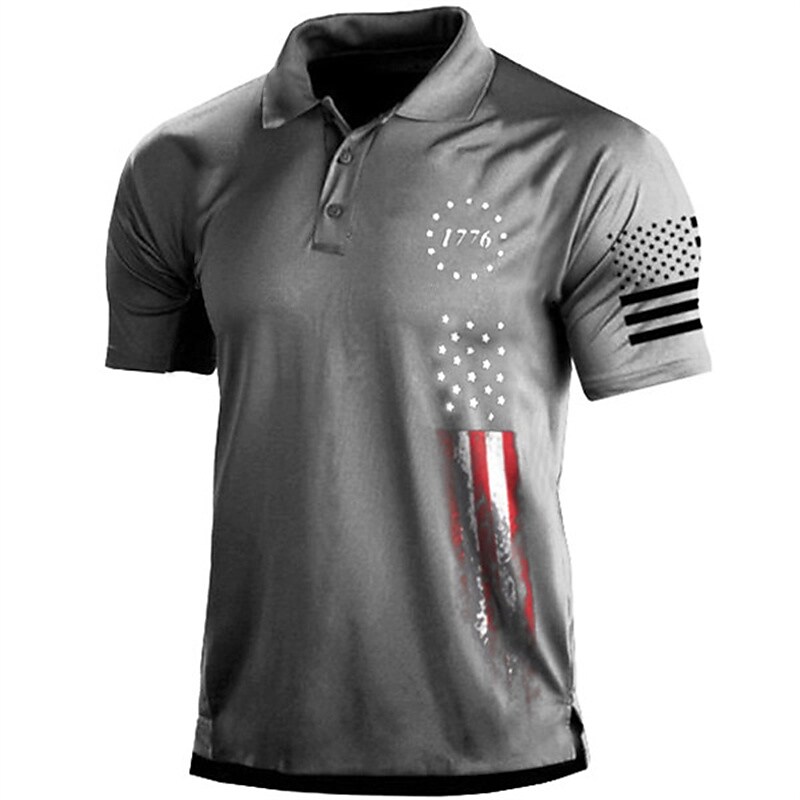 Men's Golf Shirt 3D Print Star Turndown Street Daily 3D Button-Down Short Sleeve Tops Casual Fashion Comfortable White Black Gray / Beach