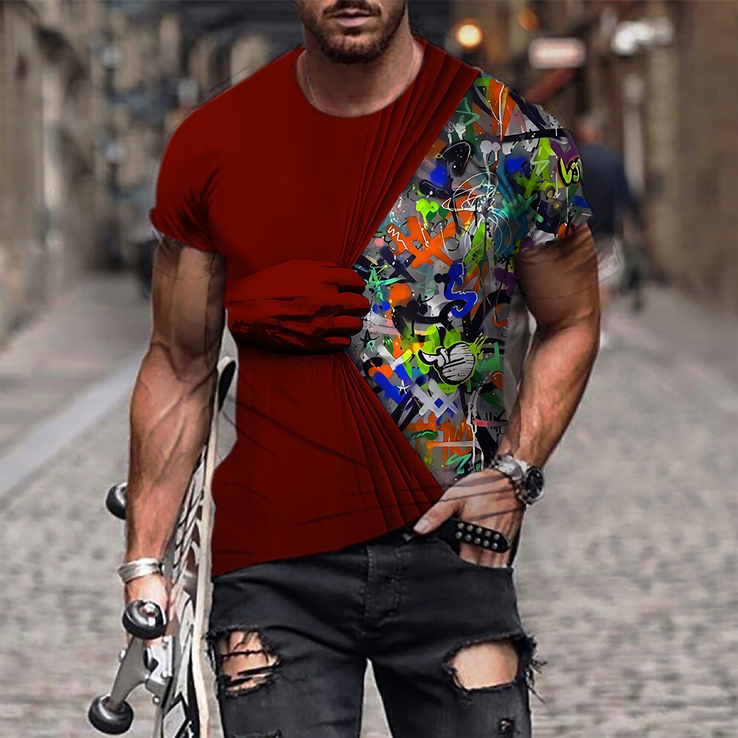 Men's 3D Abstract Print T-Shirt