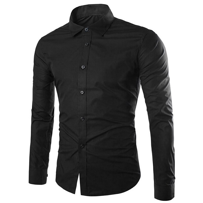 Men's shirt solid color business long sleeve