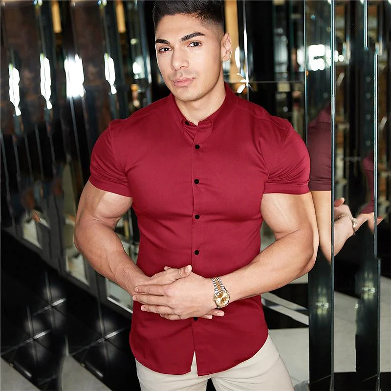 Men's thin solid color non-iron shirt