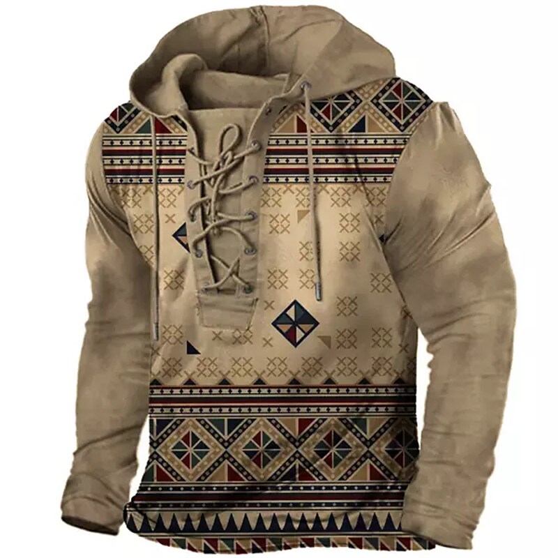 Men's Unisex Pullover Hoodie Sweatshirt Pullover Tribal Graphic Prints