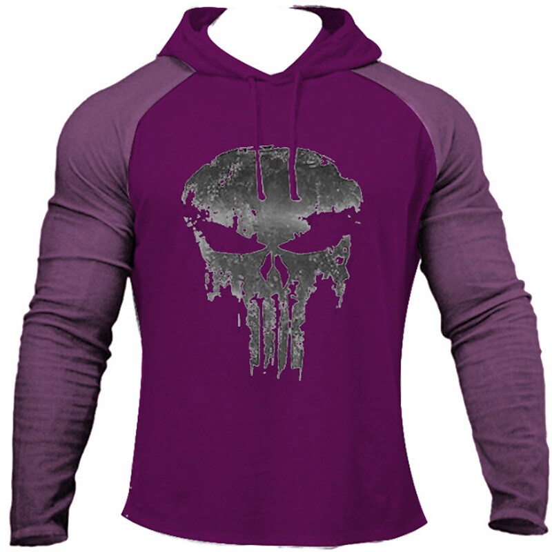 Men's Pullover Hoodie Sweatshirt Graphic Color Block Skull Lace up Casual Daily Holiday Sportswear Casual Hoodies Sweatshirts  Purple