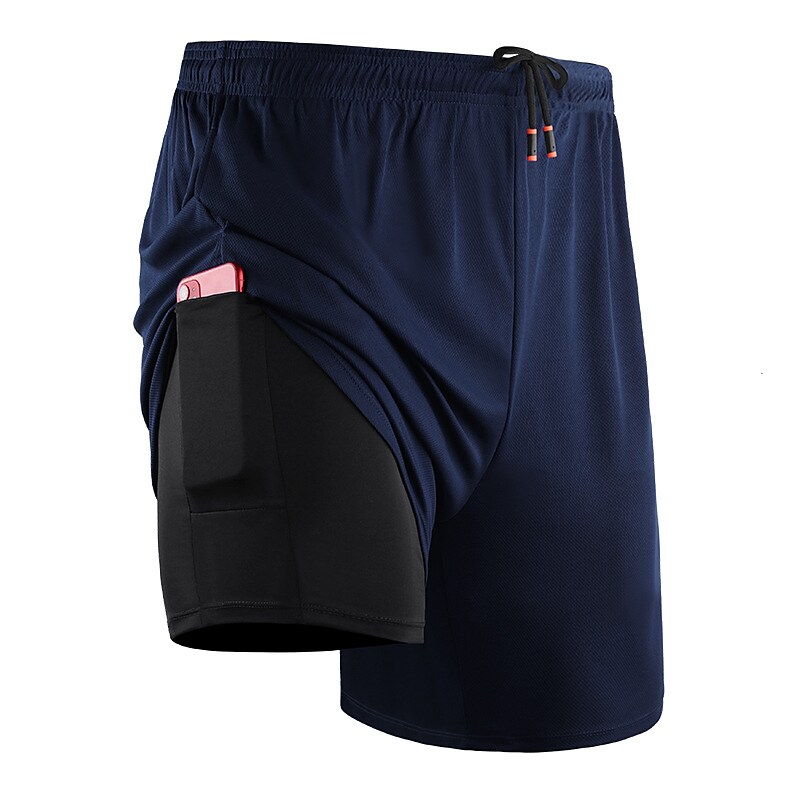 Men's fake two piece casual shorts