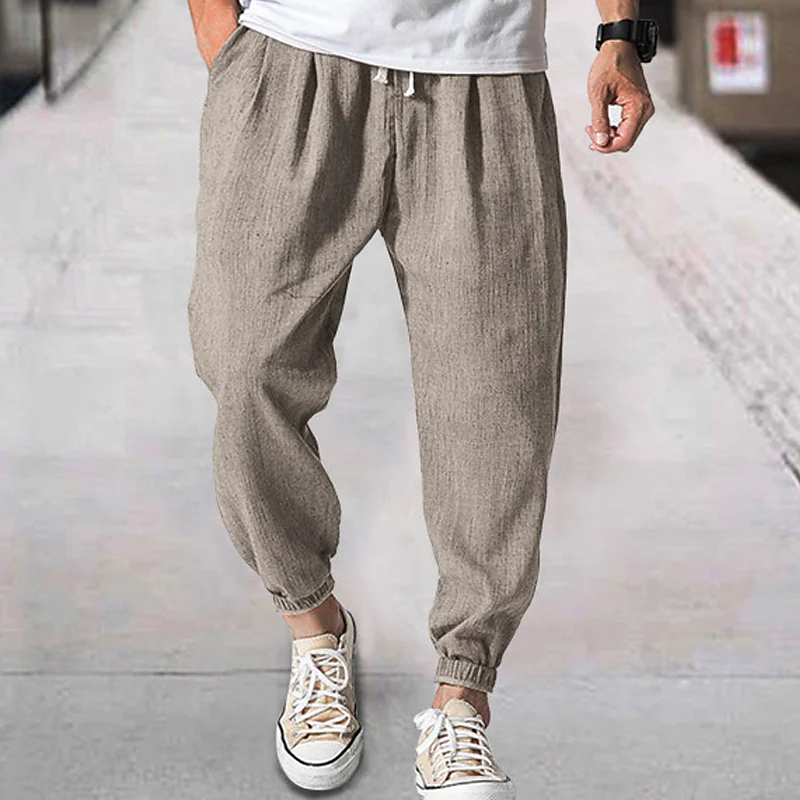 Men's Casual Fashion Jogger Trousers Drawstring Elastic Waist Pants Daily Beach Micro-elastic Solid Colored Comfort Breathable Mid Waist turmeric Green Blue Yellow Army Green L XL XXL 3XL 4XL