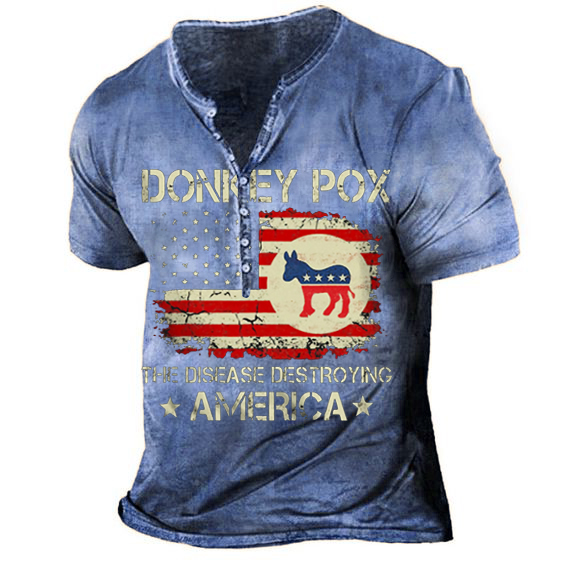 Men's Henley Shirt Tee T shirt Tee 3D Print Graphic Patterned Cross Plus Size Henley Daily Sports Button-Down Print Short Sleeve Tops Designer Basic Casual Big and Tall Brown / Summer / Summer